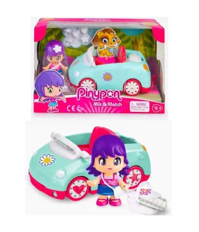 PINYPON CAR MIX&MATCH COCHE CON MUÑECA Y CESTA DE PICNIC DE JUGUETE PARA NIÑA